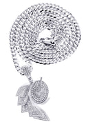 White Gold Plated Cuban Link Chain & Money Roll Pendant | Appx. 18 Grams