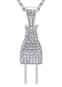 White Gold Plated Cuban Link Chain & Plug Pendant | Appx. 22.7 Grams