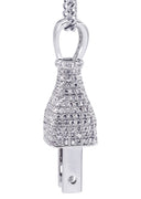 White Gold Plated Cuban Link Chain & Plug Pendant | Appx. 22.7 Grams