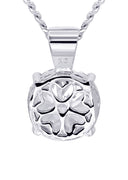 White Gold Plated Cuban Link Chain & Cubic Zirconia Pendant | Appx. 16.3 Grams