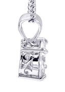 White Gold Plated Cuban Link Chain & Cubic Zirconia Pendant | Appx. 16.3 Grams