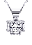 White Gold Plated Cuban Link Chain & Cubic Zirconia Pendant | Appx. 19 Grams