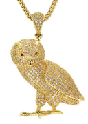 Mens Gold Plated Franco Chain & Owl Pendant | Appx. 24.8 Grams