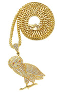 Mens Gold Plated Franco Chain & Owl Pendant | Appx. 24.8 Grams
