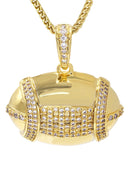 Mens Gold Plated Franco Chain & Football Pendant | Appx. 15.3 Grams