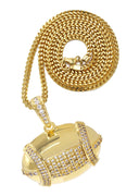 Mens Gold Plated Franco Chain & Football Pendant | Appx. 15.3 Grams