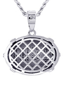White Gold Plated Cuban Link Chain & Football Pendant | Appx. 15.3 Grams