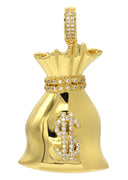 Mens Gold Plated Money Bag Pendant | 11.9 Grams