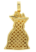 Mens Gold Plated Money Bag Pendant | 11.9 Grams