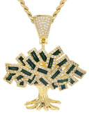 Mens Gold Plated Cuban Link Chain & Tree Pendant | Appx. 17 Grams