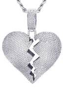 White Gold Plated Cuban Link Chain & Heart Pendant | Appx. 38.5 Grams
