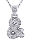 White Gold Plated Cuban Link Chain & & Pendant | Appx. 15.8 Grams
