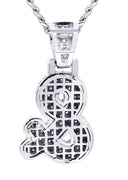 White Gold Plated Cuban Link Chain & & Pendant | Appx. 15.8 Grams