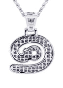 White Gold Plated Cuban Link Chain & @ Pendant | Appx. 18 Grams