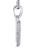White Gold Plated Cuban Link Chain & @ Pendant | Appx. 18 Grams
