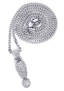 White Gold Plated Cuban Link Chain & ! Pendant | Appx. 13.1 Grams