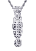 White Gold Plated Cuban Link Chain & ! Pendant | Appx. 13.1 Grams