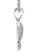 White Gold Plated Cuban Link Chain & ! Pendant | Appx. 13.1 Grams