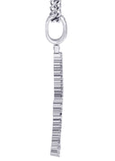 White Gold Plated Cuban Link Chain & Ankh Pendant | Appx. 15.1 Grams