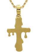Gold Plated Cuban Link Chain & Melting Cross Pendant | Appx. 10.9 Grams