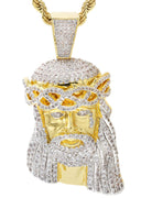 Mens Gold Plated Rope Chain & Jesus Piece Chain | Appx. 88.8 Grams