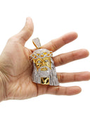 Mens Gold Plated Jesus Head Pendant | 80 Grams