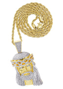 Mens Gold Plated Rope Chain & Jesus Piece Chain | Appx. 88.8 Grams