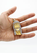 Mens Gold Plated Jesus Head Pendant | 34.4 Grams