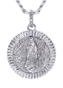 White Gold Plated Cuban Link Chain & Jesus Head Pendant | Appx. 15.8 Grams