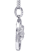 White Gold Plated Cuban Link Chain & Jesus Head Pendant | Appx. 15.8 Grams