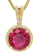 Mens Gold Plated Franco Chain & Ruby Pendant | Appx. 15.4 Grams