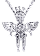 White Gold Plated Cuban Link Chain & Angel Pendant | Appx. 16.3 Grams