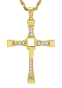 Mens Gold Plated Rope Chain & Cross Pendant | Appx. 26.7 Grams