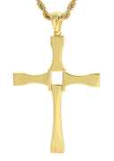 Mens Gold Plated Rope Chain & Cross Pendant | Appx. 26.7 Grams