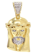 Mens Gold Plated Jesus Head Pendant | 12.1 Grams
