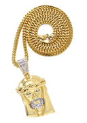 Mens Gold Plated Franco Chain & Jesus Piece Chain | Appx. 20.1 Grams