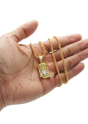 Mens Gold Plated Franco Chain & Jesus Piece Chain | Appx. 20.1 Grams