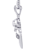 White Gold Plated Cuban Link Chain & Jesus Head Pendant | Appx. 20.1 Grams