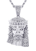 White Gold Plated Cuban Link Chain & Jesus Head Pendant | Appx. 22.7 Grams