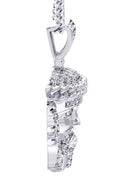 White Gold Plated Cuban Link Chain & Jesus Head Pendant | Appx. 22.7 Grams