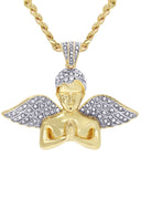 Mens Gold Plated Cuban Link Chain & Angel Pendant | Appx. 19.4 Grams