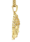 Mens Gold Plated Cuban Link Chain & Buddha Pendant | Appx. 21.6 Grams