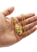 Mens Gold Plated Cuban Link Chain & Buddha Pendant | Appx. 21.6 Grams