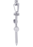 White Gold Plated Cuban Link Chain & Cross Pendant | Appx. 14.5 Grams