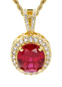 Mens Gold Plated Rope Chain & Ruby Pendant | Appx. 12.3 Grams