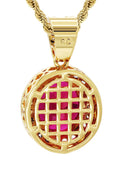 Mens Gold Plated Rope Chain & Ruby Pendant | Appx. 12.3 Grams
