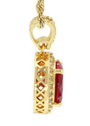 Mens Gold Plated Rope Chain & Ruby Pendant | Appx. 12.3 Grams
