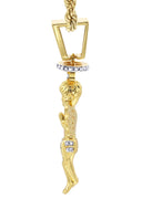 Mens Gold Plated Rope Chain & Angel Pendant | Appx. 14.2 Grams