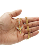Mens Gold Plated Rope Chain & Angel Pendant | Appx. 14.2 Grams