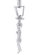 White Gold Plated Cuban Link Chain & Angel Pendant | Appx. 14.2 Grams